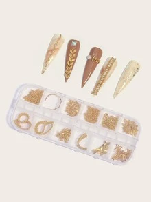 1盒鏈條美甲裝飾 - 金色 - 查看 2