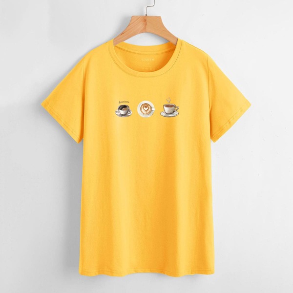 

Cup And Letter Graphic Tee, Yellow