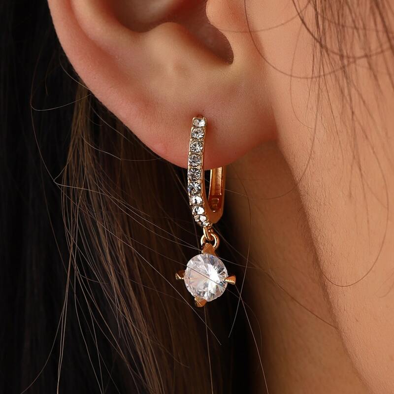 

Rhinestone Hoop Earrings, Gold