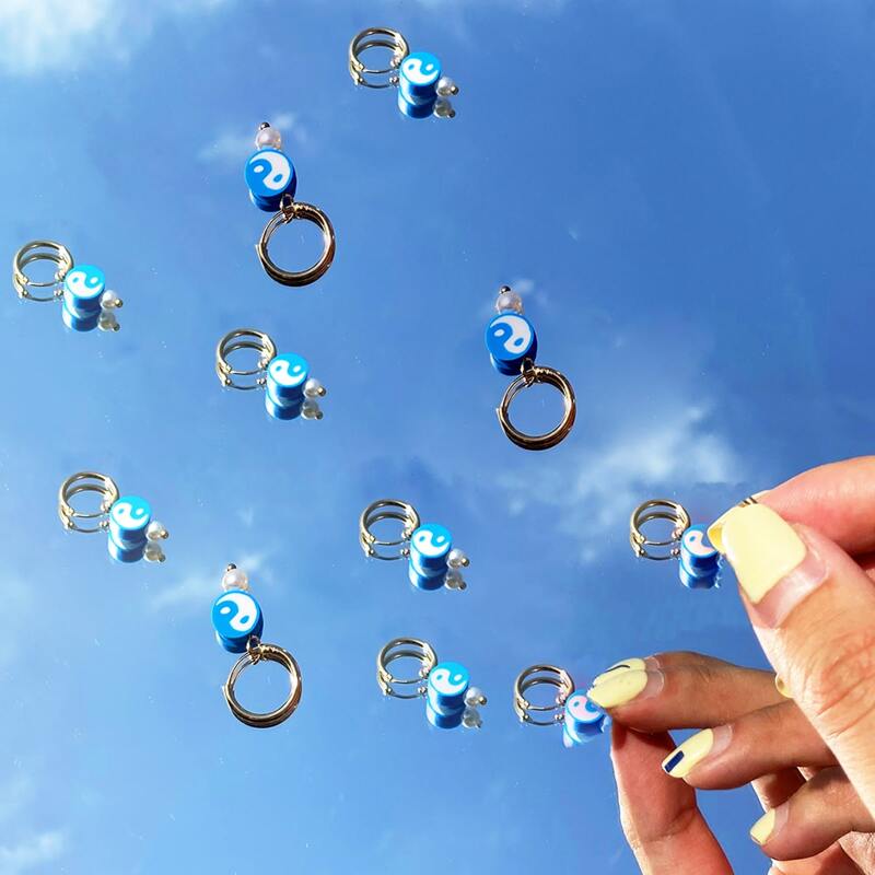 

1pair Yin & Yang Drop Earrings, Blue