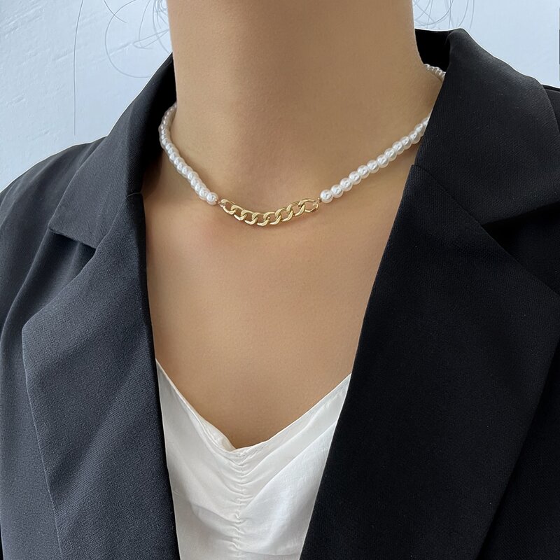 

Faux Pearl Beaded Necklace, White