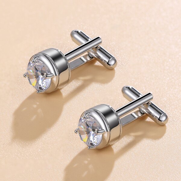

Men Zircon Decor Cufflinks, Silver