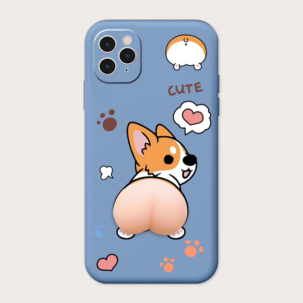 

Cartoon Dog Stress Relief Phone Case, Dusty blue