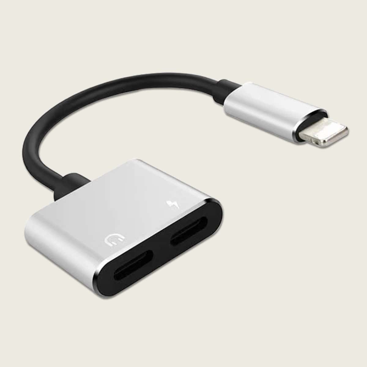 

2 In 1 Lightning Charger Cable Adapter, Silver