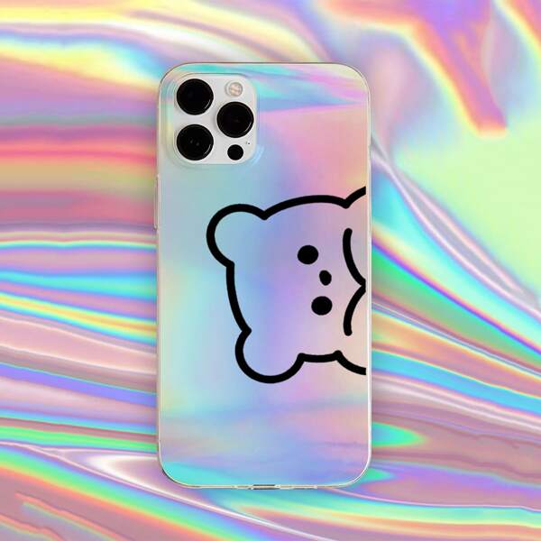 

Bear Print Metallic Phone Case, Multicolor