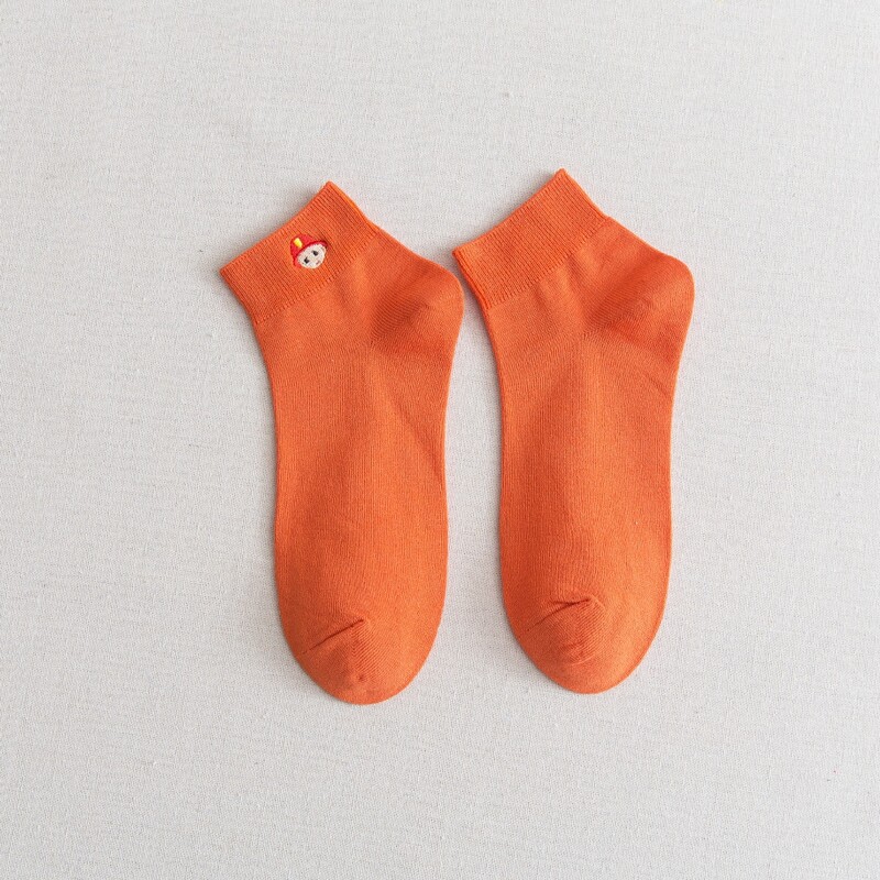 

Guys Cartoon Embroidery Ankle Socks, Orange