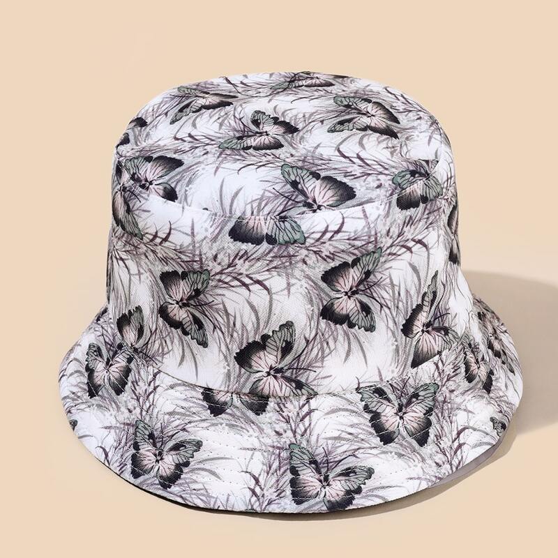 

Butterfly Print Bucket Hat, Grey