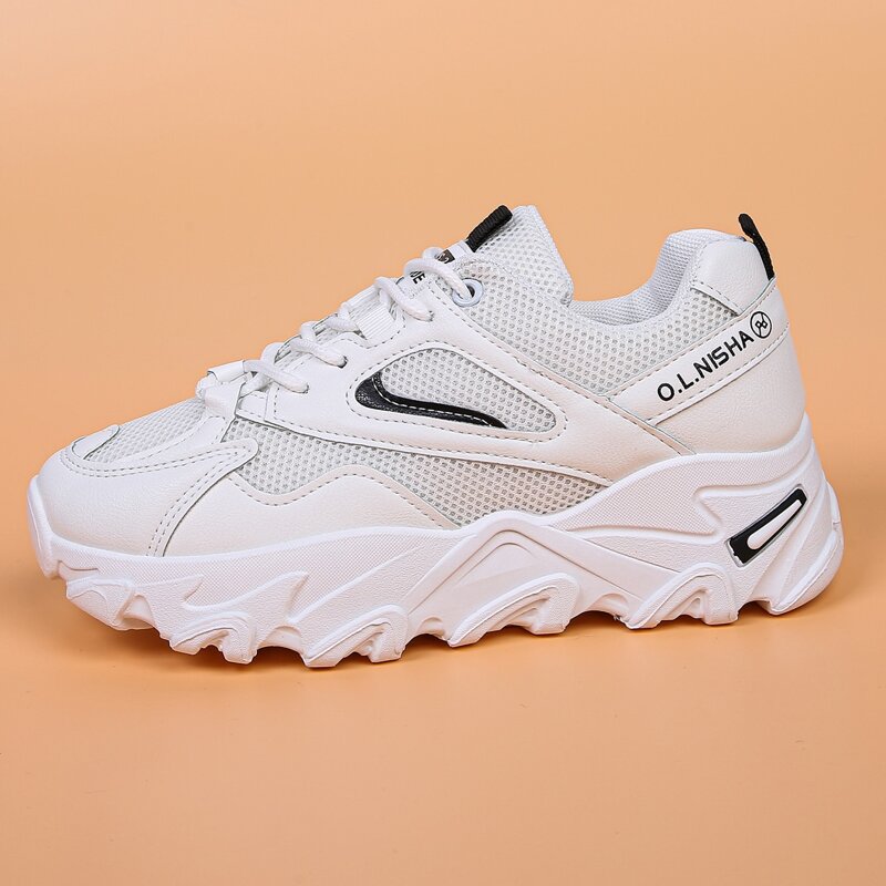

Lace-up Mesh Chunky Sneakers, White