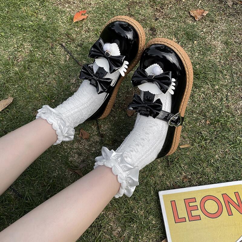 

Bow Heart Buckle Mary Jane Flats, Black
