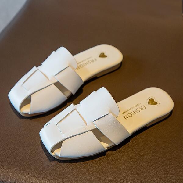 

Girls Minimalist Cut Out Slides, White