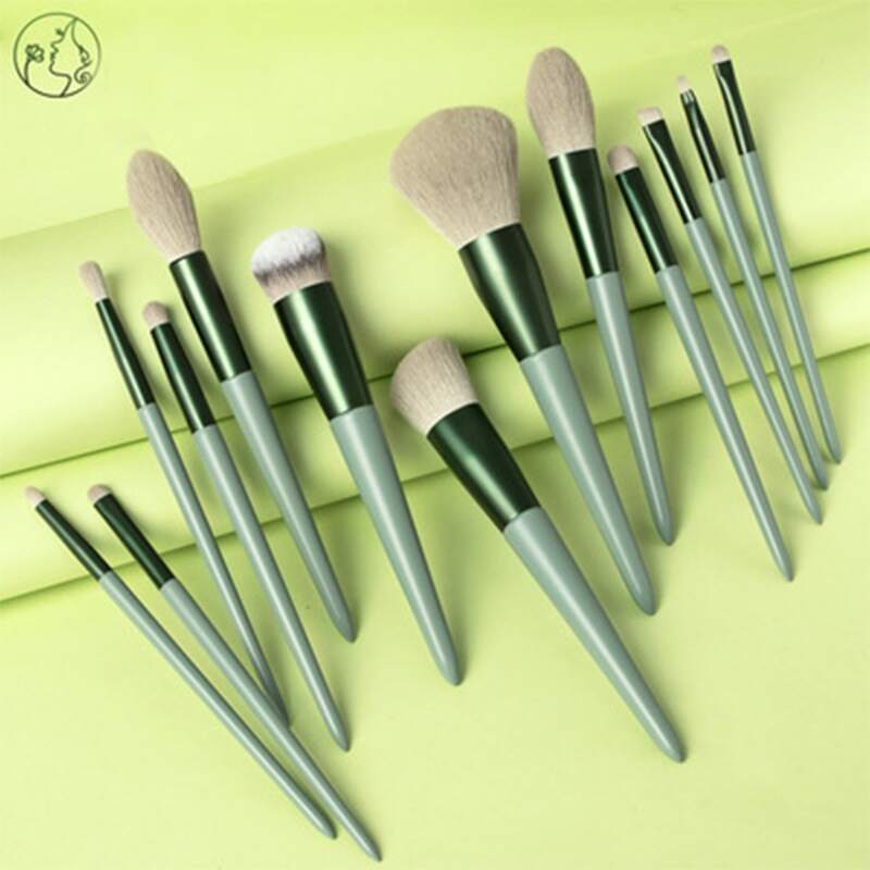 

12pcs Makeup Brush Set With Storage Bag, Mint green