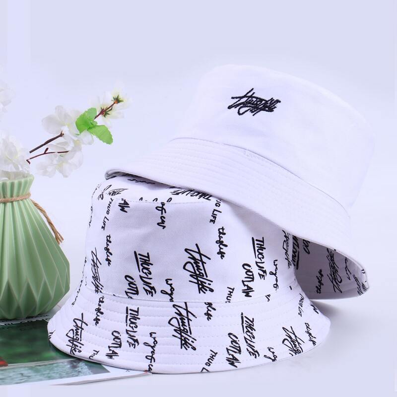 

Letter Graphic Bucket Hat, White
