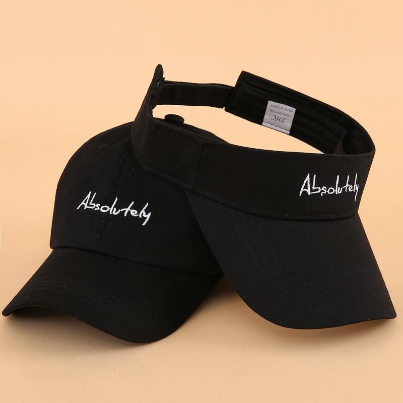 

1pc Letter Embroidery Baseball Cap & 1pc Visor Hat, Black