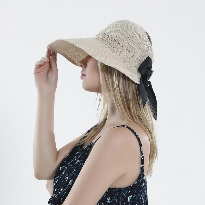 

Bow Decor Straw Hat, Beige