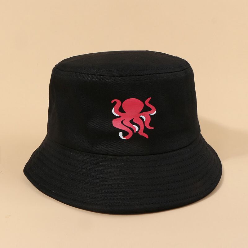 

Octopus Print Bucket Hat, Black