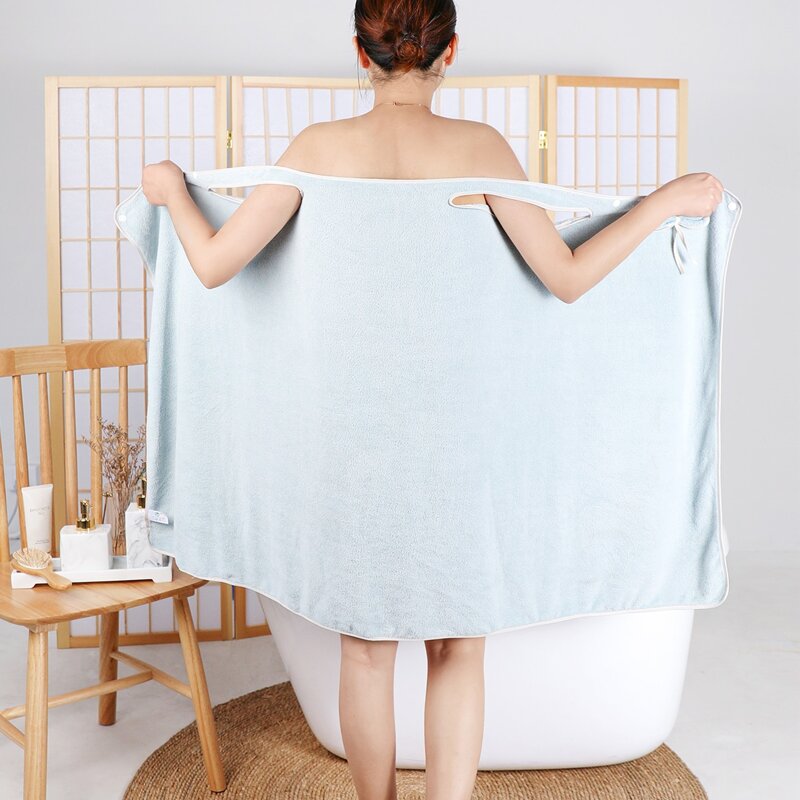 

1pc Plain Wearable Bath Towel, Blue