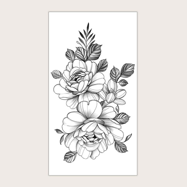 

1sheet Flower Pattern Tattoo Sticker, Black