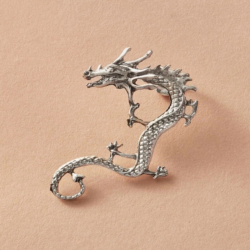 

1pc Dragon Ear Cuff, Silver