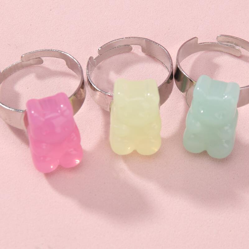 

3pcs Bear Decor Ring, Multicolor