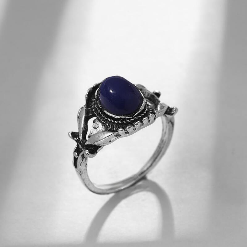 

Gemstone Decor Ring, Antique silver