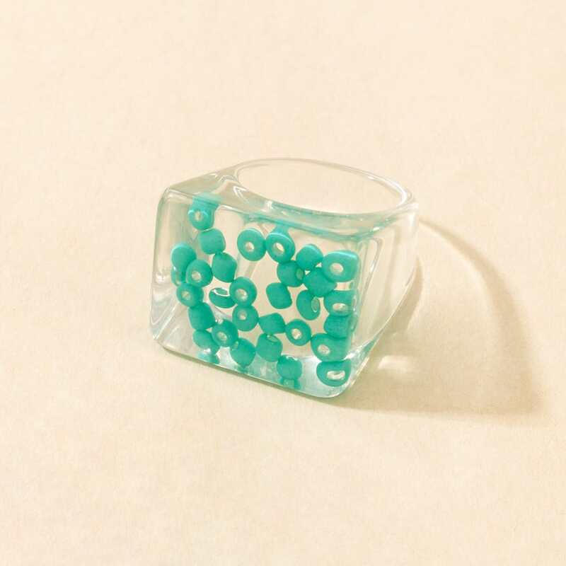 

Bead Decor Clear Ring, Blue