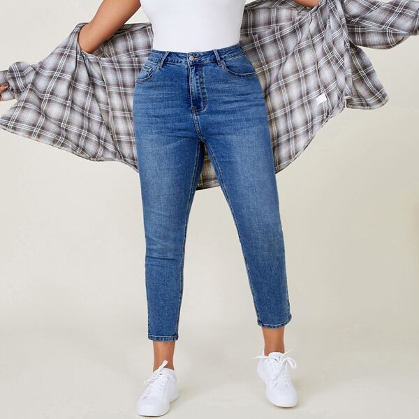 

Plus High Waist Skinny Jeans, Medium wash