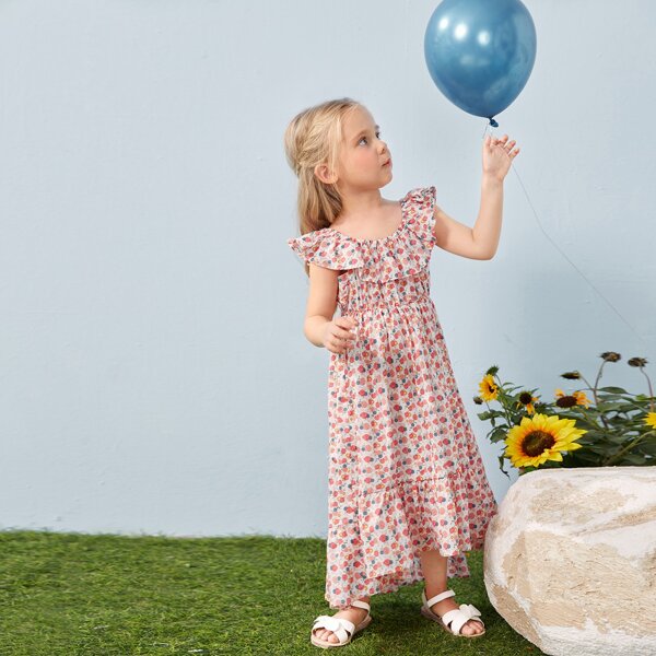 

Toddler Girls Ditsy Floral Ruffle Detail Dress, Multicolor