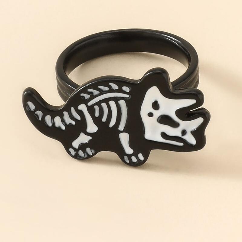 

1pc Graphic Decor Ring, Black and white