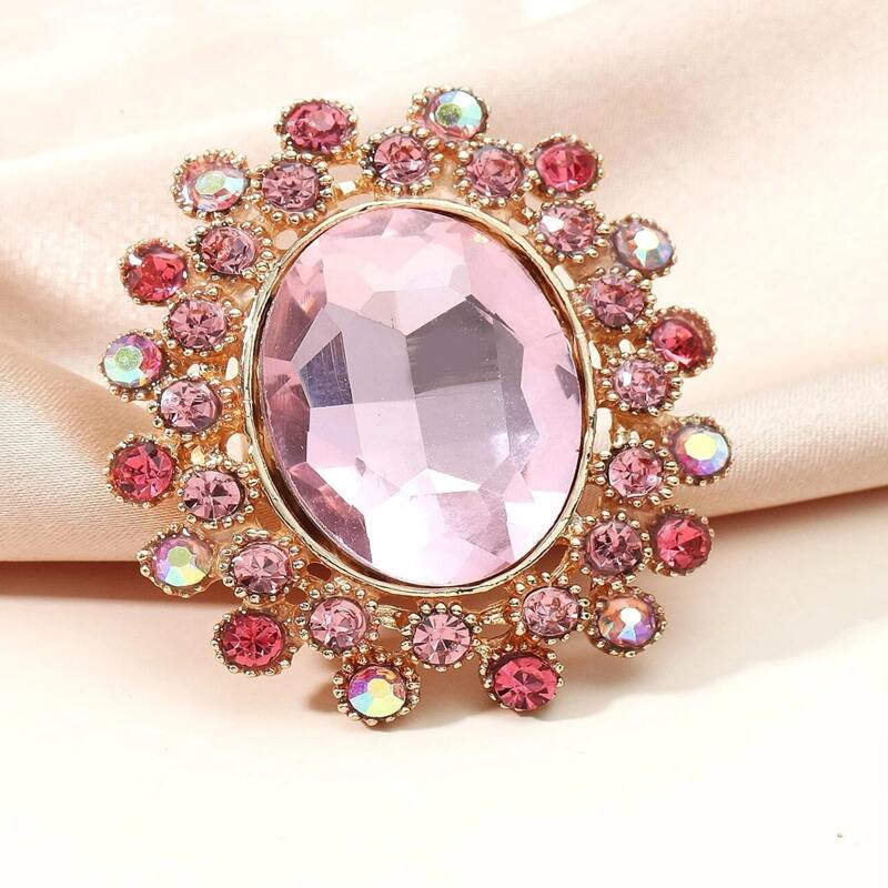

1pc Rhinestone Decor Ring, Pink