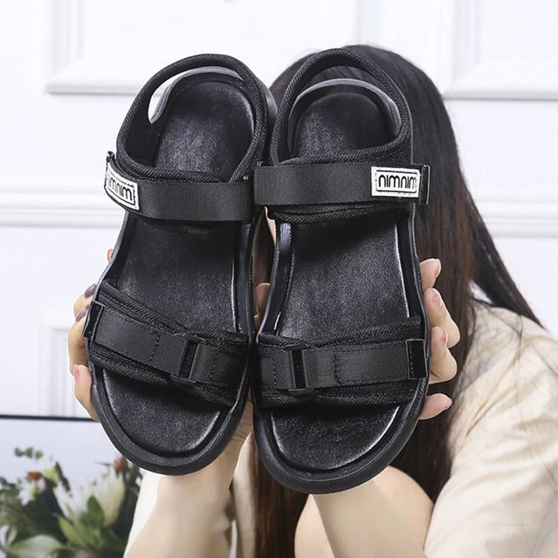 

Velcro Strap Sport Sandals, Black