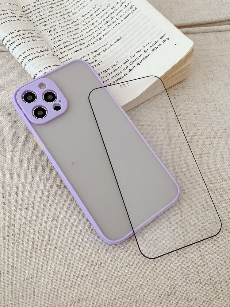 1入組拼接框手機殼和1入組屏幕鋼化膜 - 紫色 - 查看 2