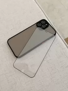 1pc Contrast Frame Phone Case & 1pc Screen Tempered Film