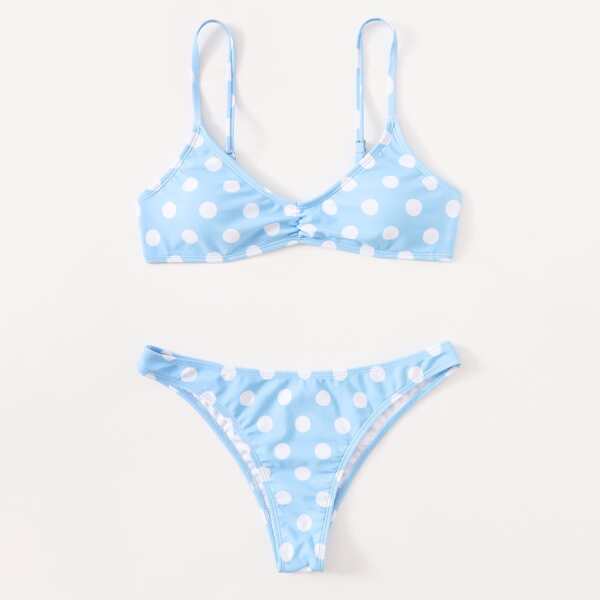 

Polka Dot Bikini Swimsuit, Blue