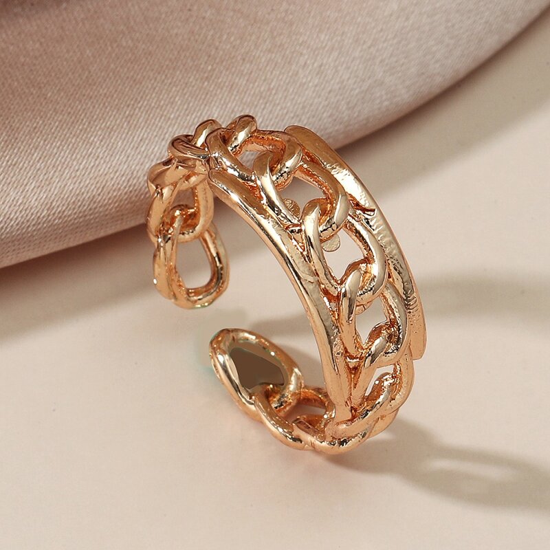 

1pc Chain Design Ring, Gold