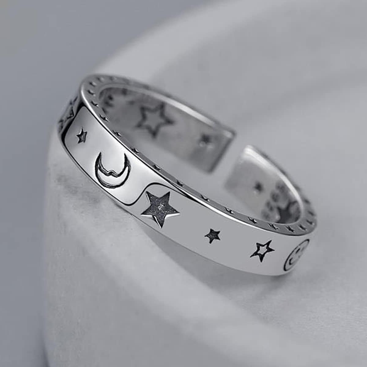 

Moon & Star Cuff Ring, Silver
