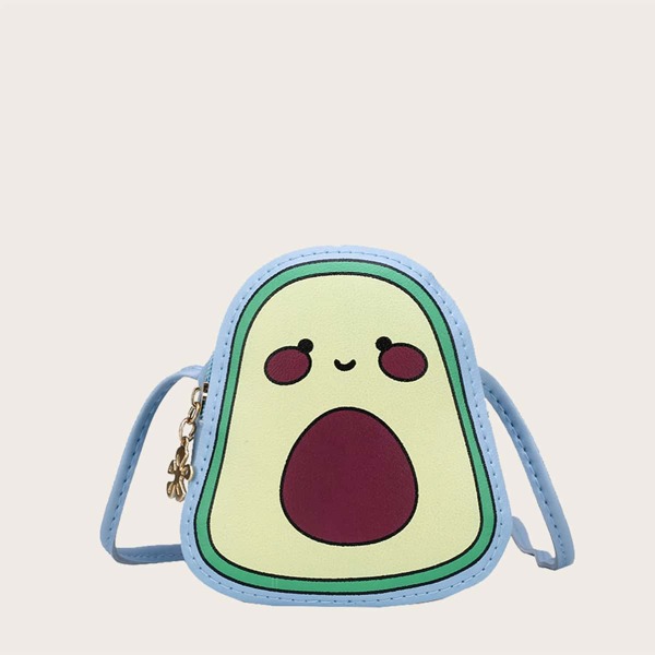 

Girls Cartoon Avocado Design Crossbody Bag, Blue