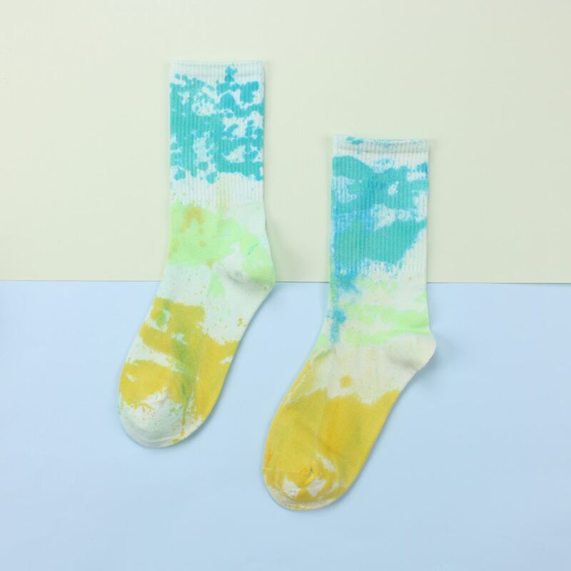 

1pair Tie Dye Crew Socks, Multicolor