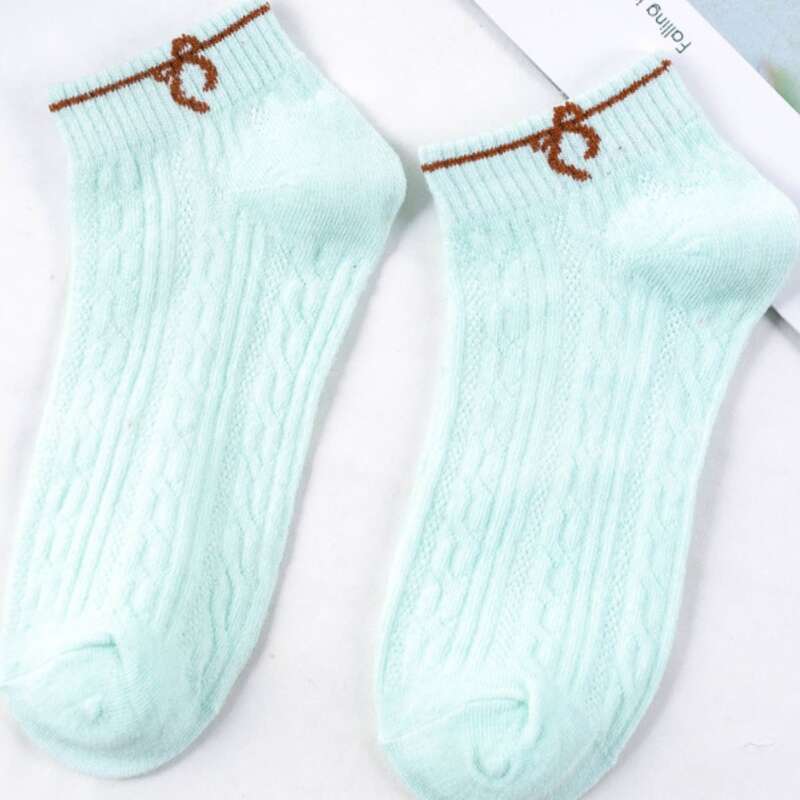 

5pairs Bow Pattern Ankle Socks, Multicolor