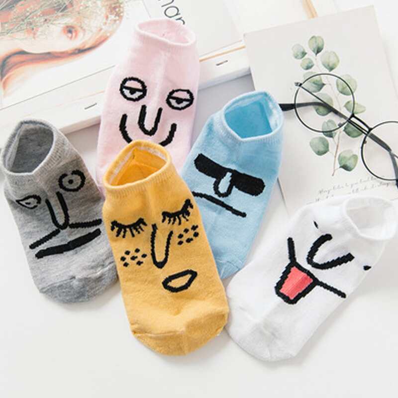 

5pairs Expression Pattern Ankle Socks, Multicolor