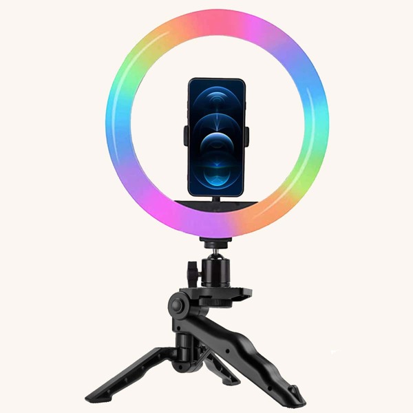 

1pc Ring Fill Light With Phone Tripod Holder, Black