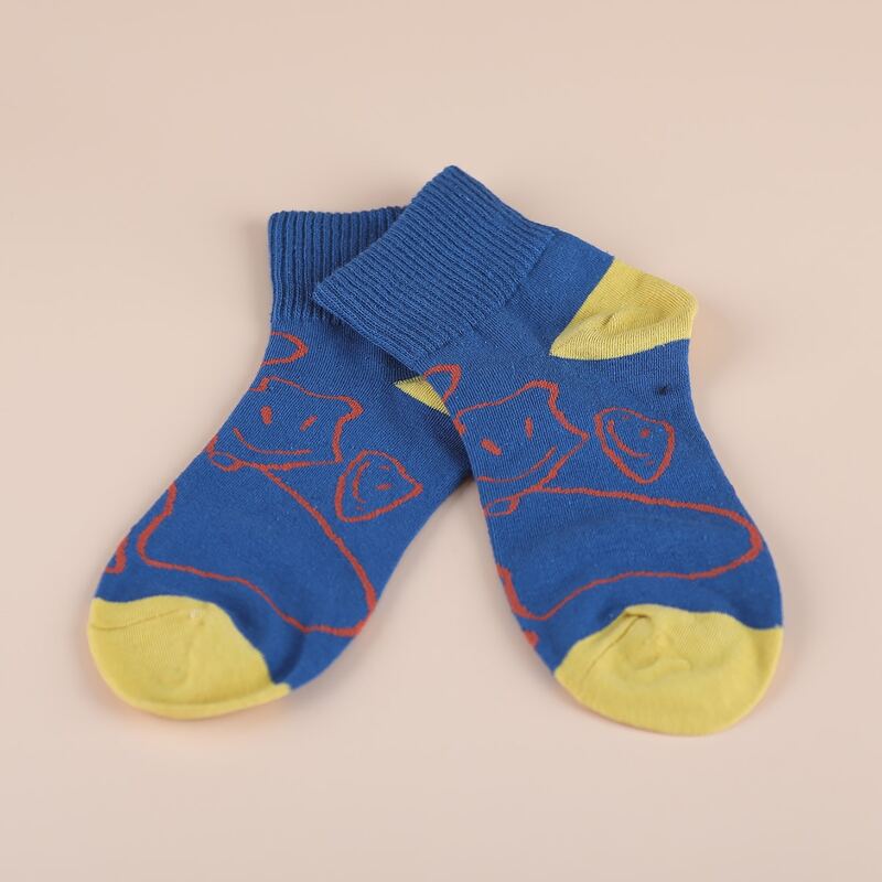 

1pair Graphic Ankle Socks, Multicolor