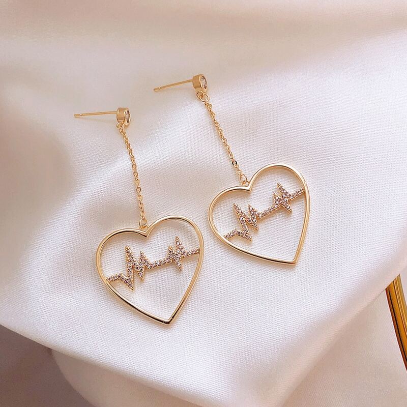 

Heart Drop Earrings, Gold