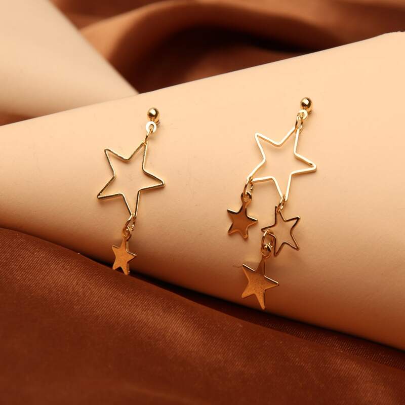 

Star Drop Earrings, Gold