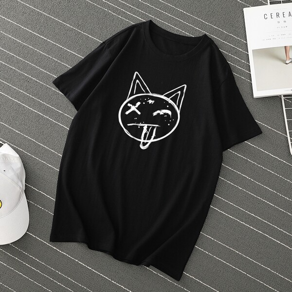 

Men Cartoon Graphic Tee, Black