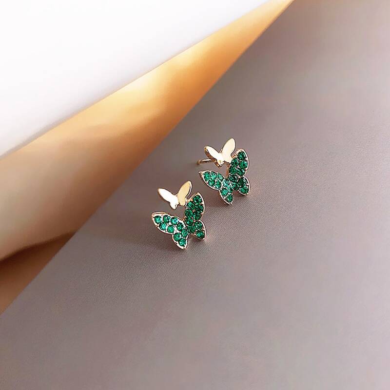 

Butterfly Stud Earrings, Green