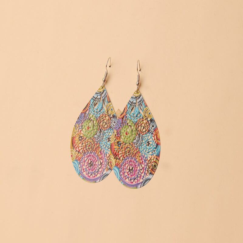 

Hollow Out Water Drop Earrings, Multicolor