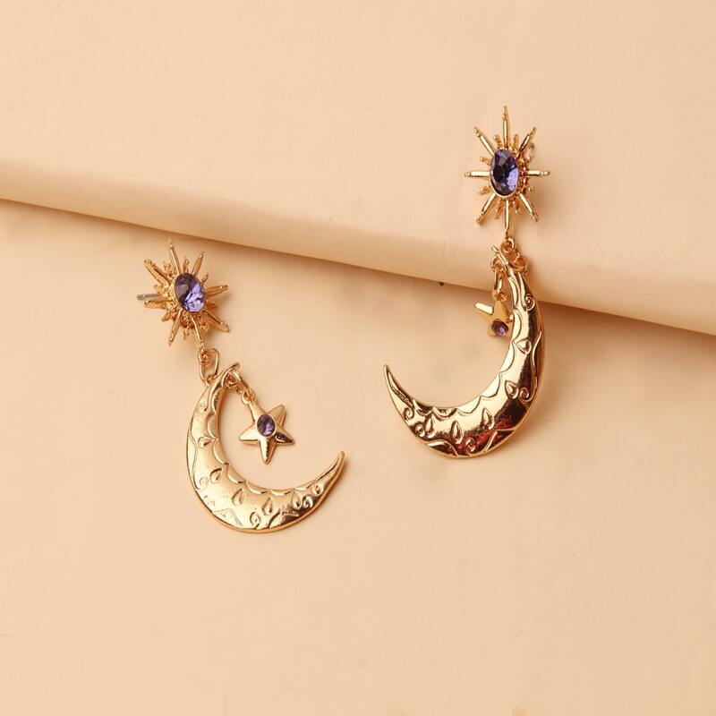 

Star & Moon Drop Earrings, Gold