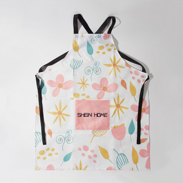 

SHEIN Pocket Front Floral Waterproof Apron, Multicolor