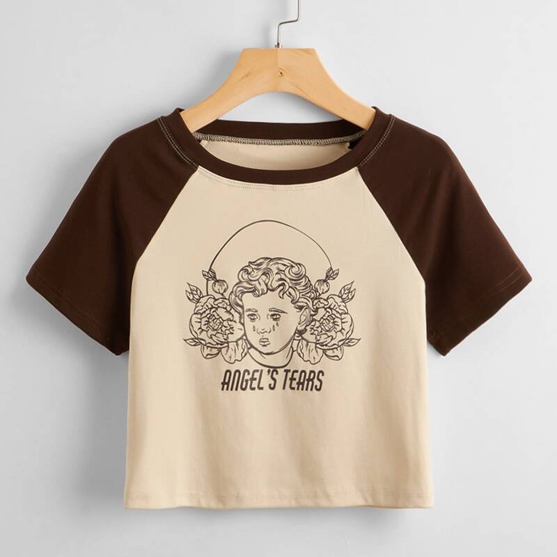 

Letter Angel Graphic Colorblock Tee, Multicolor