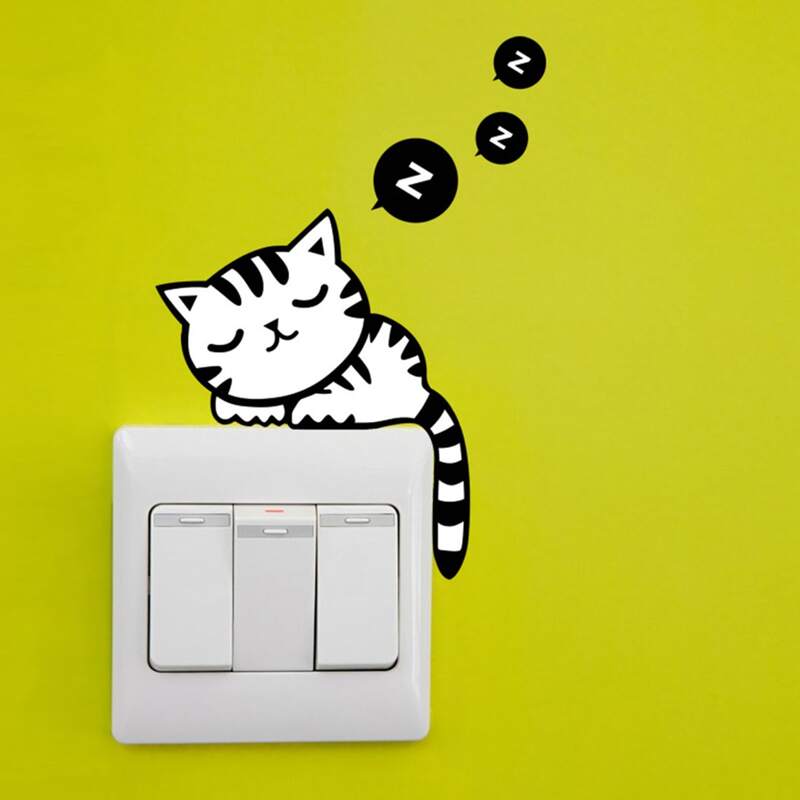 

5pcs Cartoon Cat Switch Sticker, Black